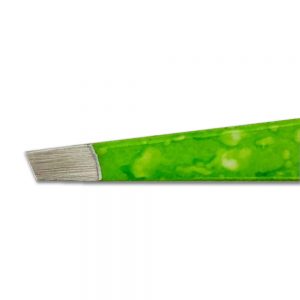 Slant Eyebrow Tweezer Green Dew Drop Finish close edge